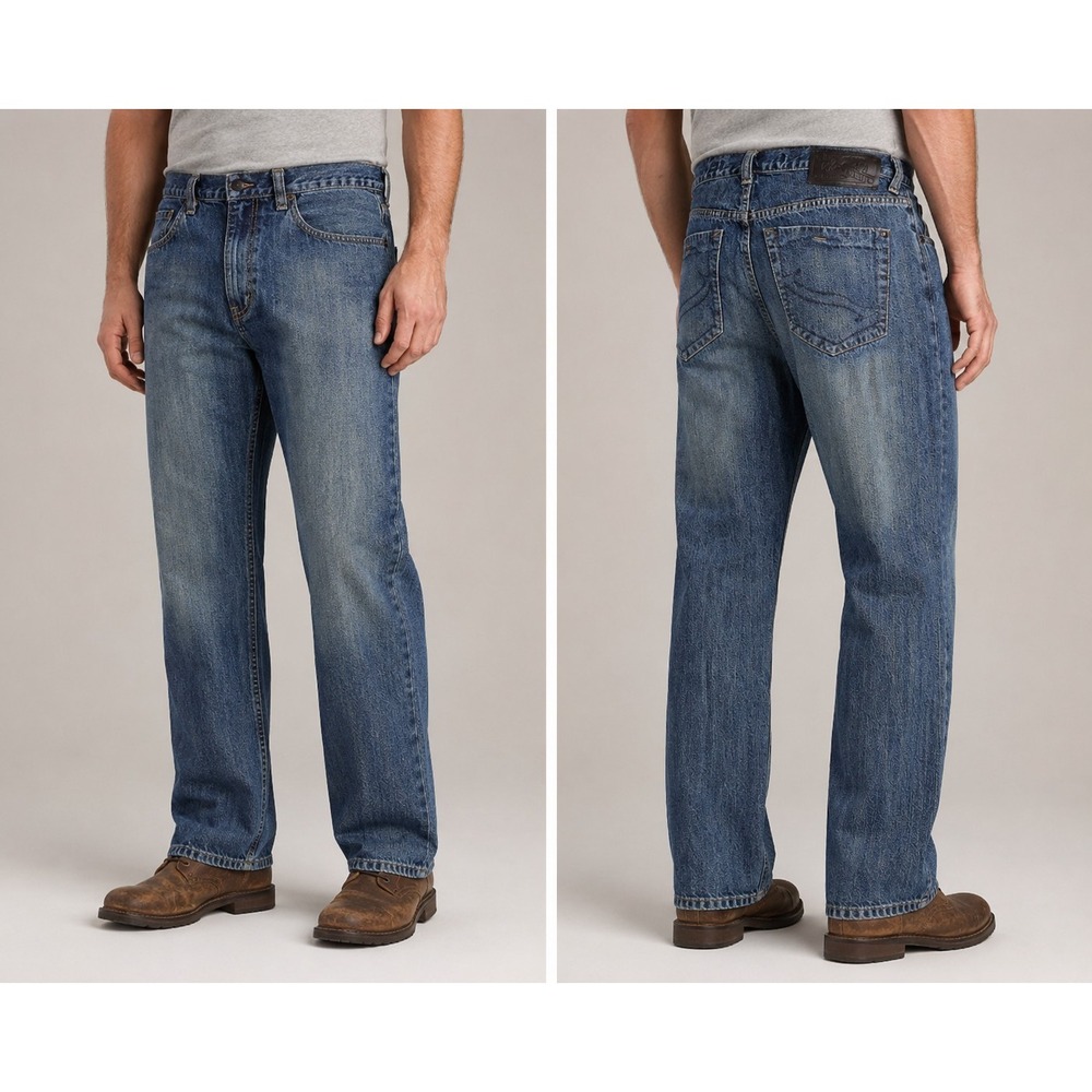Law Trashed and Thrashed Denim Men's Straight Leg Jeans Size 33 Medium Wash